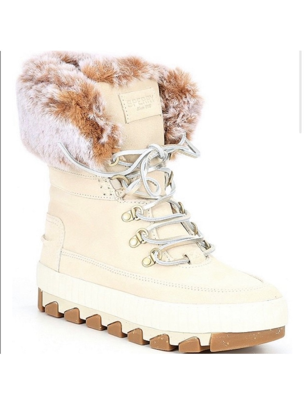 SPERRY Torrent Waterproof Suede Faux Fur Trim Winter Boots Size 5.5/6